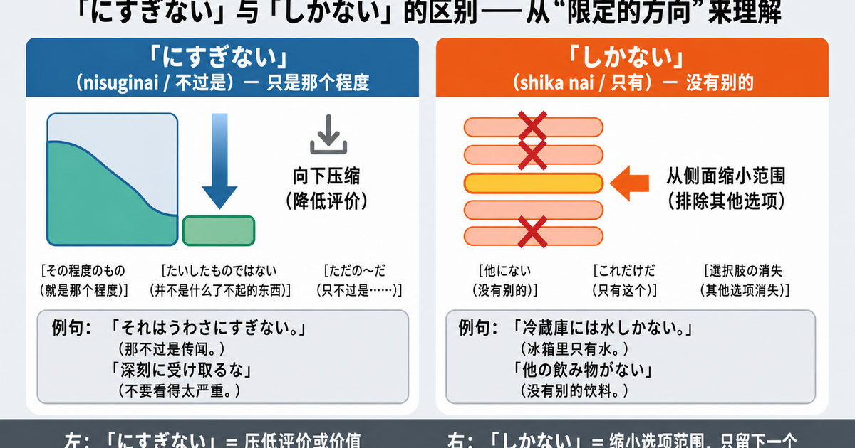「にすぎない」和「しかない」有什么区别？限定的方向到底哪里不同？
