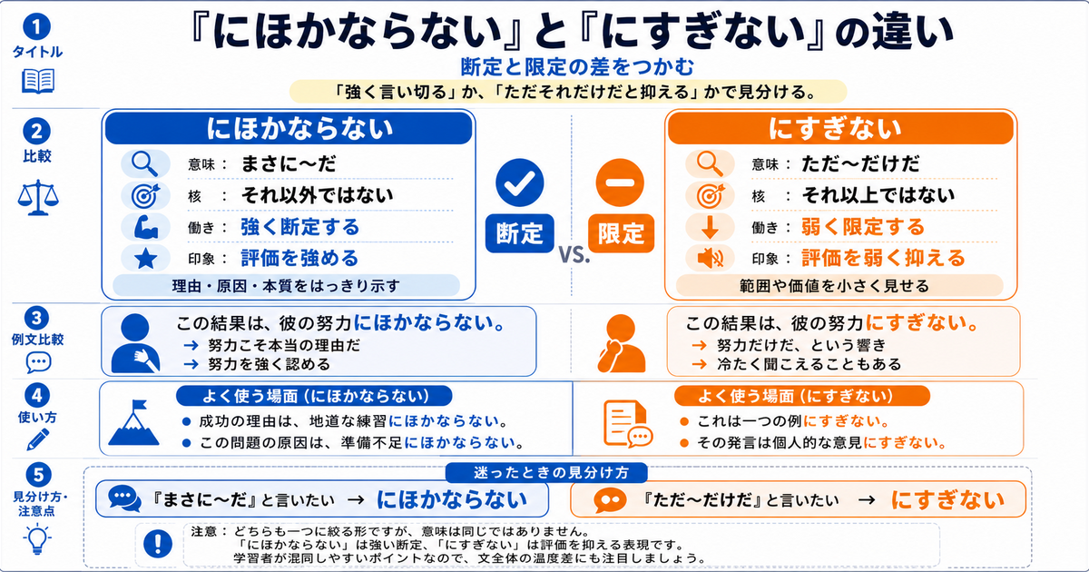 「にほかならない」と「にすぎない」の違いは？断定と限定の差をつかむ