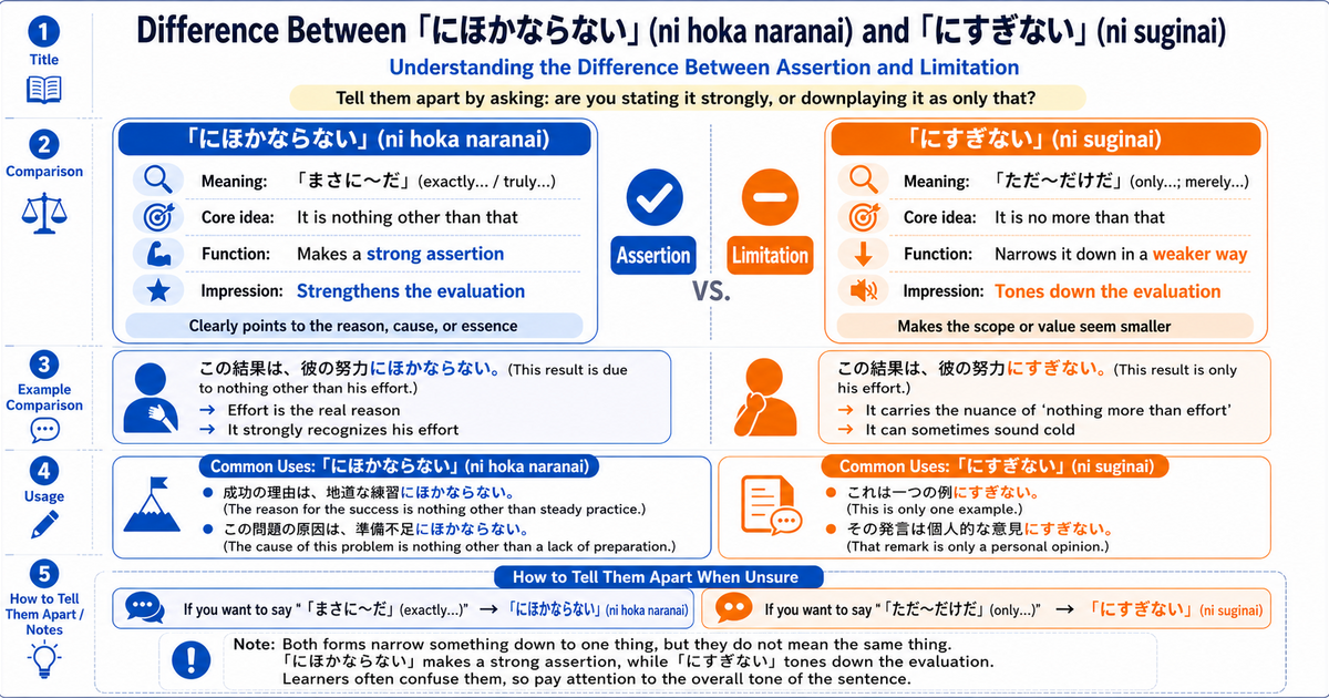 What Is the Difference Between 「にほかならない」 and 「にすぎない」? Strong Assertion vs. Limited Evaluation