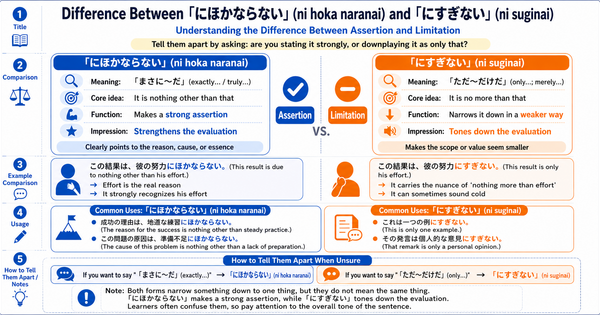 What Is the Difference Between 「にほかならない」 and 「にすぎない」? Strong Assertion vs. Limited Evaluation