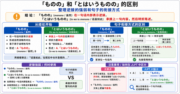 「ものの」和「とはいうものの」有什么区别？从逆接强度和句子 흐れ来整理
