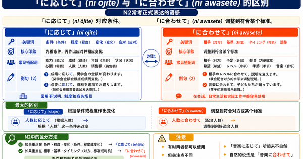 「に応じて」和「に合わせて」有什么区别？理解 N2 中常考的正式表达感觉