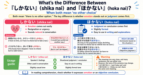 What Is the Difference Between 「しかない」 and 「ほかない」? How to Read Strong Limitation in Japanese