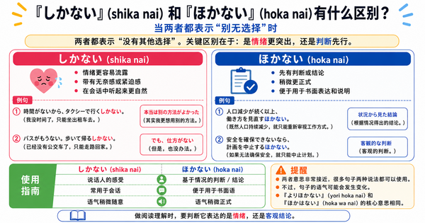 「しかない」和「ほかない」有什么区别？如何读懂强限定中的细微语气