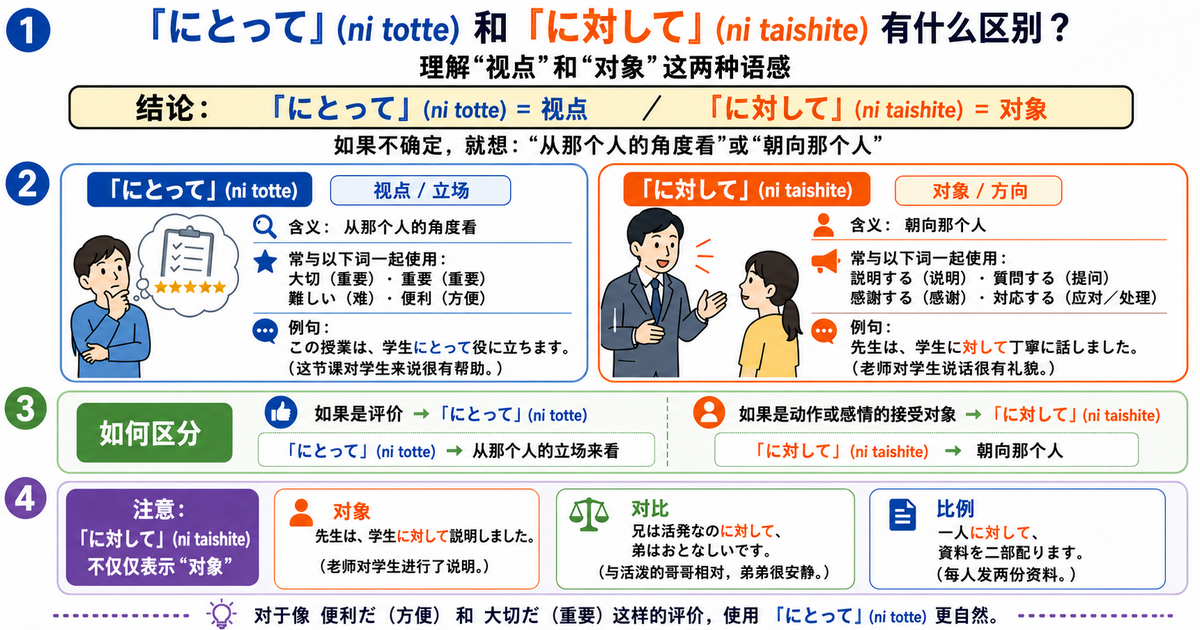 「にとって」和「に対して」有什么区别？掌握“立场”和“对象”的语感