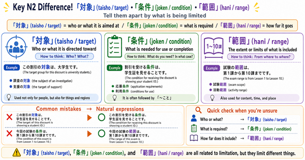 対象・条件・範囲: How to Use These Important JLPT N2 Words Naturally