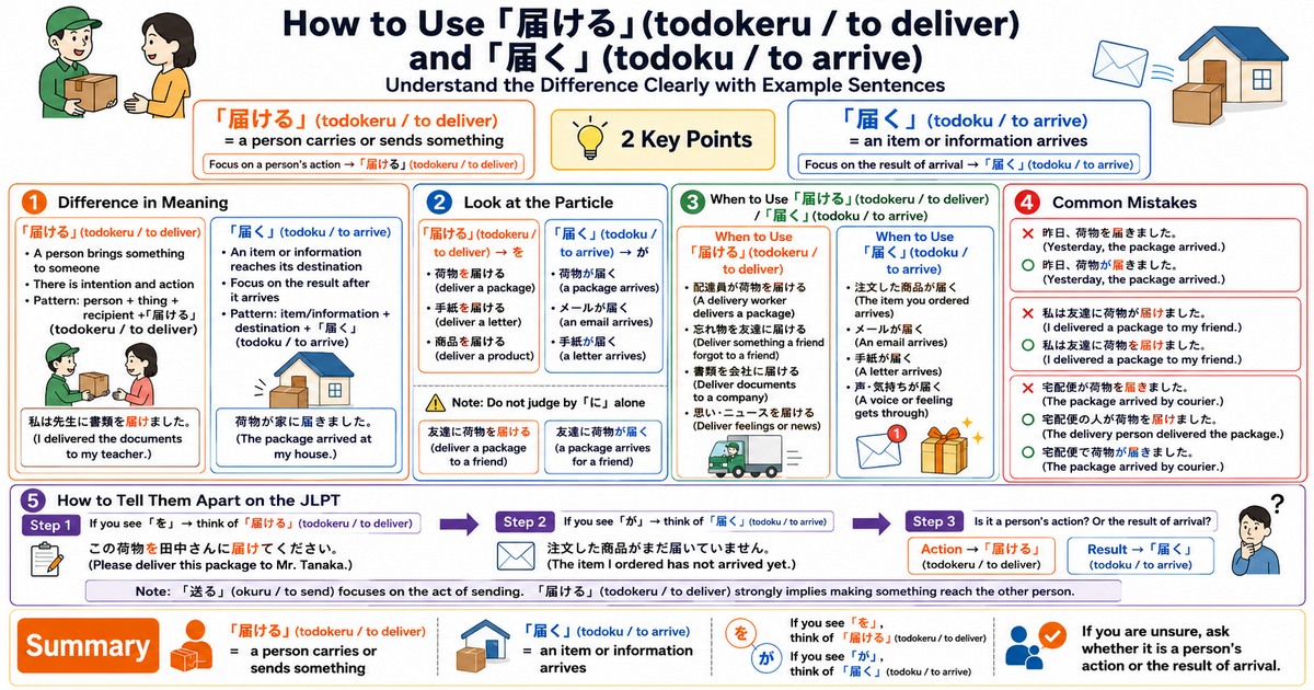 届ける vs. 届く: How to Use These Common JLPT N3 Verbs Correctly