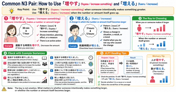 増やす vs 増える: How to Use These Common JLPT N3 Verbs Naturally
