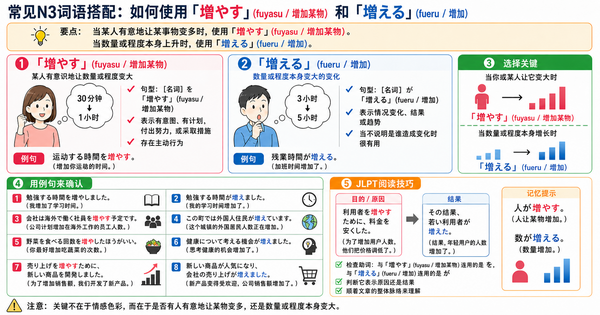 「増やす」和「増える」怎么区分？从场景掌握JLPT N3高频动词