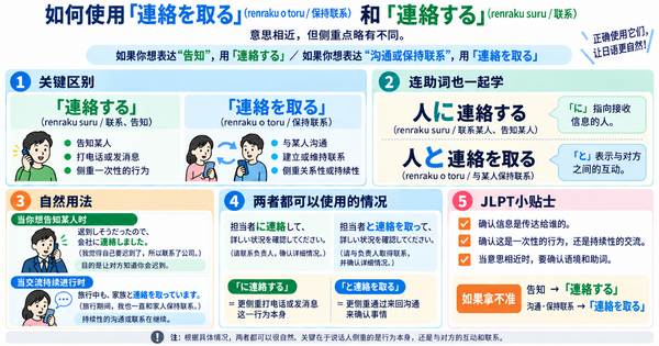 「連絡を取る」和「連絡する」有什么区别？从常见误用学会自然用法
