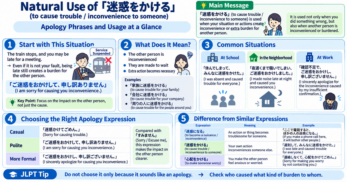 How to Use 「迷惑をかける」 Naturally: Japanese Apology Expressions Explained Through Real Situations