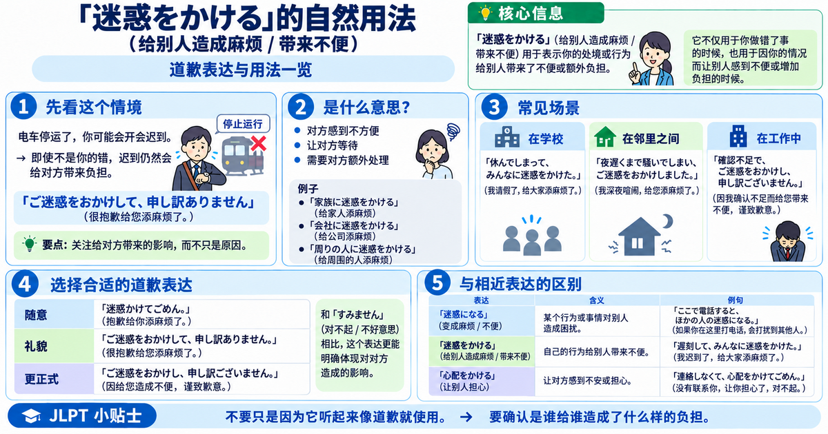 「迷惑をかける」怎么用才自然？从真实场景理解日语中的道歉表达