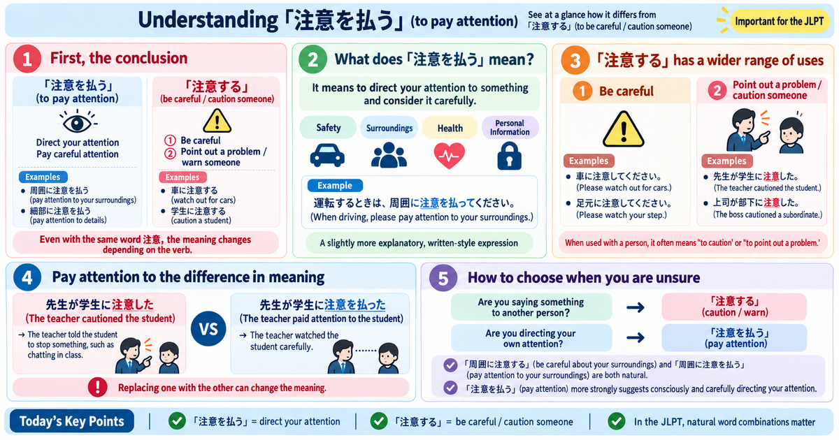 注意を払う vs. 注意する: What’s the Difference in Japanese?