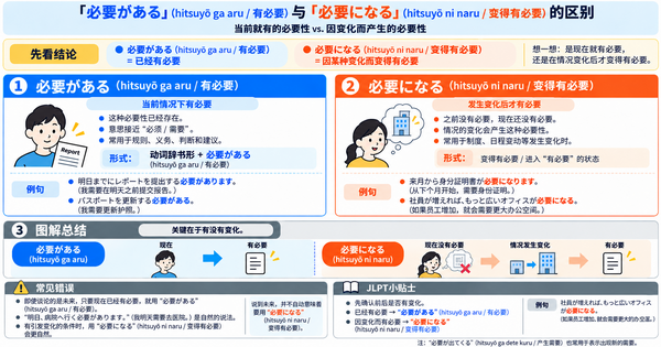 「必要がある」和「必要になる」有什么区别？理解“现在需要”和“变得需要”