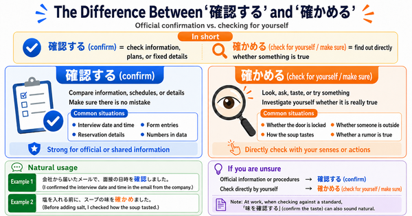 確認する vs 確かめる: Official Confirmation or Checking for Yourself?