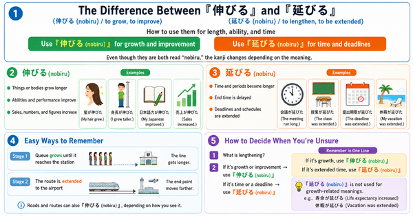 伸びる vs. 延びる: How to Use “Nobiru” for Length, Growth, Ability, and Time ## Introduction