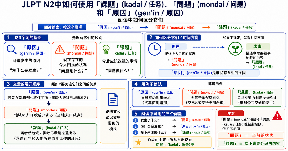 JLPT N2必掌握：「課題・問題・原因」怎么区分？读懂文章逻辑的关键