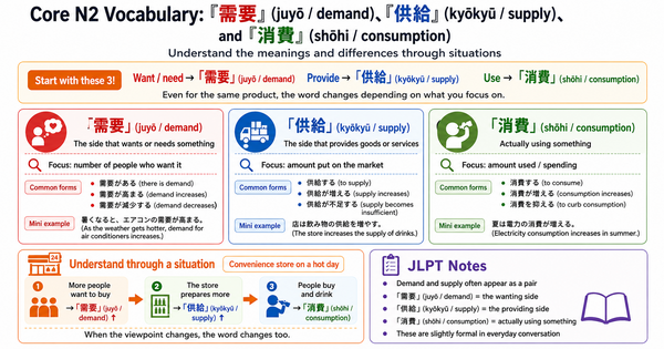 需要・供給・消費: Essential JLPT N2 Vocabulary Explained Through Real Situations