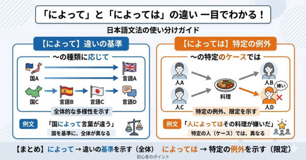 「によって」と「によっては」の違いは？条件の広がりと例外の感覚をつかもう