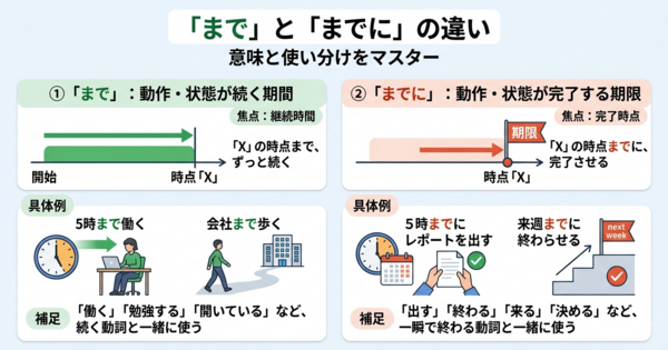 「まで」と「までに」の違いは何？ 日本語学習者がつまずきやすい時間表現を整理
