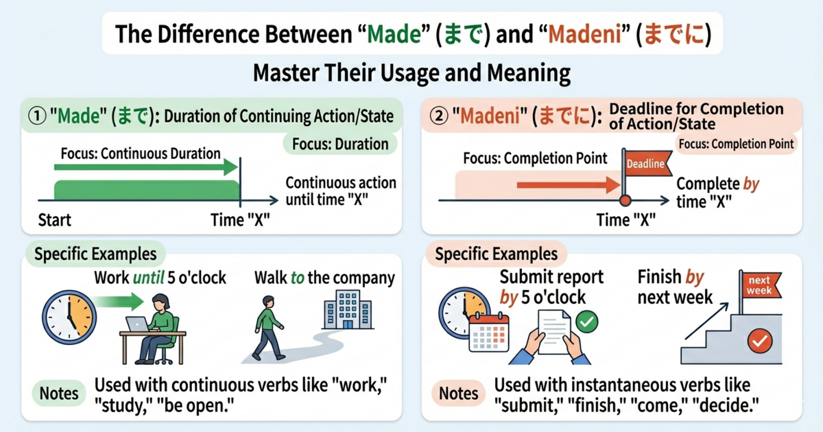 What’s the Difference Between “made” and “made ni” in Japanese?