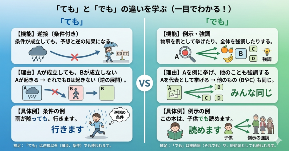 「ても」と「でも」の違いは何？似ているようで違う日本語の使い分けをわかりやすく整理