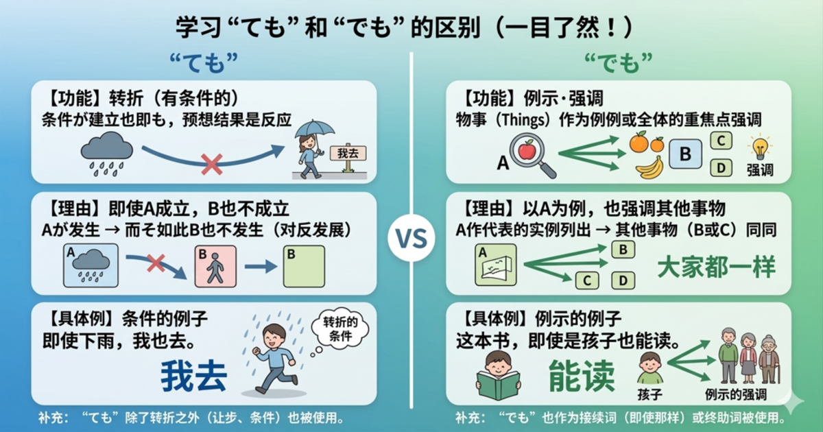 「ても」和「でも」有什么区别？看起来很像，其实用法完全不同