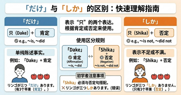 3分钟理清「しか」和「だけ」的区别：通过"不满"还是"事实"来区分的方法