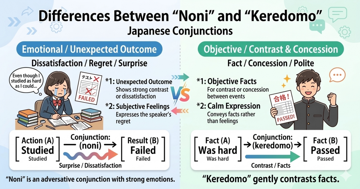 のに vs けれども: Unexpected Result or Contrast?