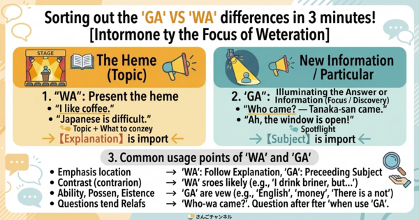 English Version: Master "Ga" vs "Wa" in 3 Minutes